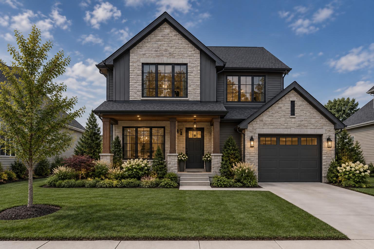 Upscale modern suburban home exterior